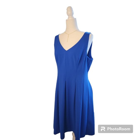 #001. Royal Blue Sleeveless A-Line Midi Dress-Roz&Ali - Picture 2 of 6